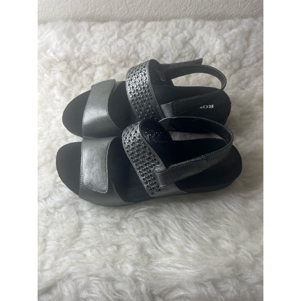 Romika Fedschi 49 Pewter Leather Studded Straps Slingback Sandals Size 40/9.5 - Picture 5 of 8